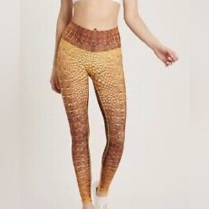 Niyama Sol Yellow Croc Leggings NWOT